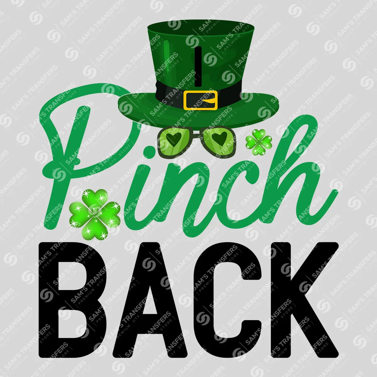 Apparel featuring a Pinch Back Top Hat-themed DTF transfer.