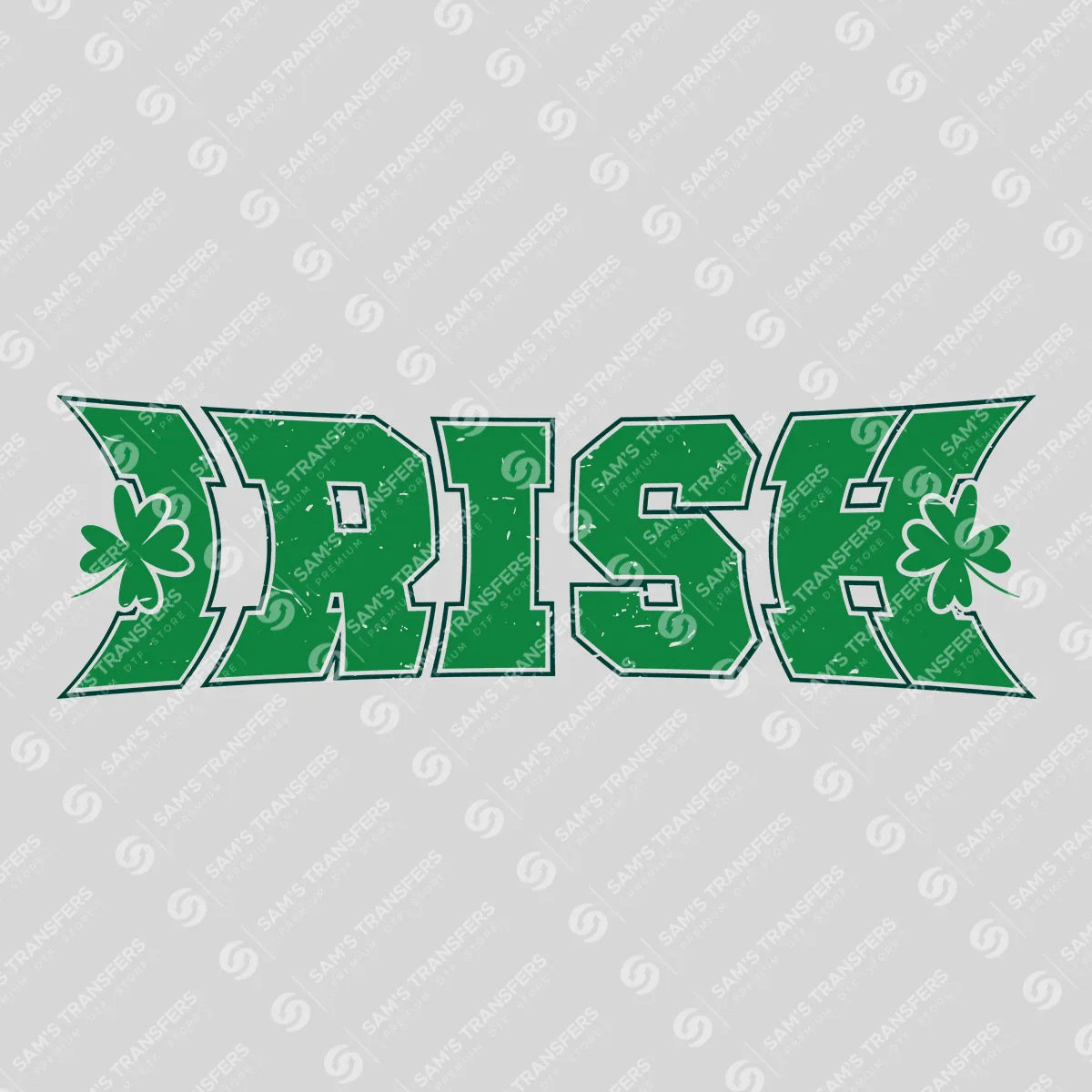 Apparel featuring a Irish Varsity Distressed-themed DTF transfer.