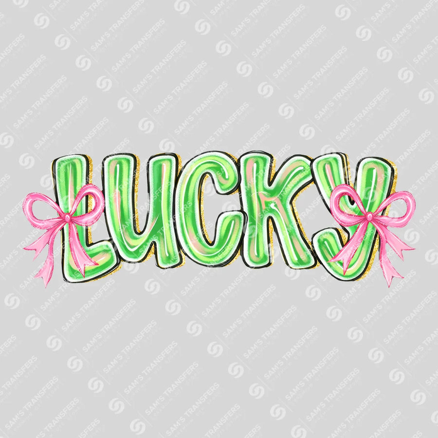 Lucky Puffy Pink Bows Ready-to-Press DTF Transfer | SAT01926