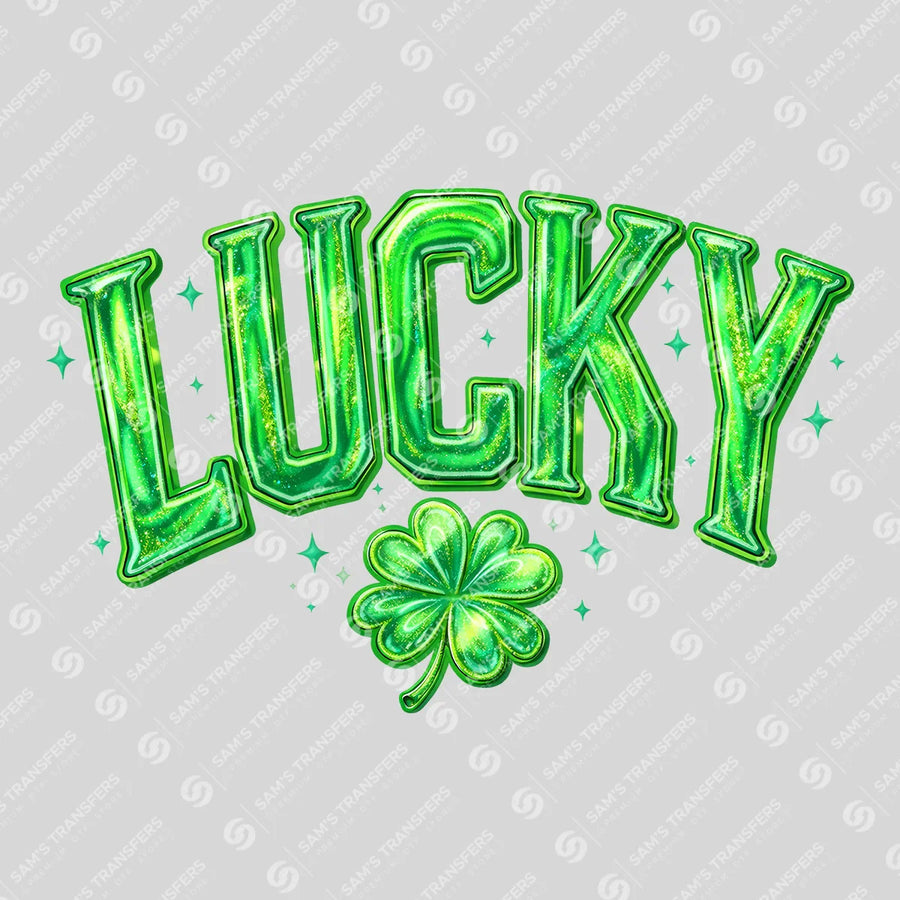 Lucky Green Glitter Clover Ready-to-Press DTF Transfer | SAT01950
