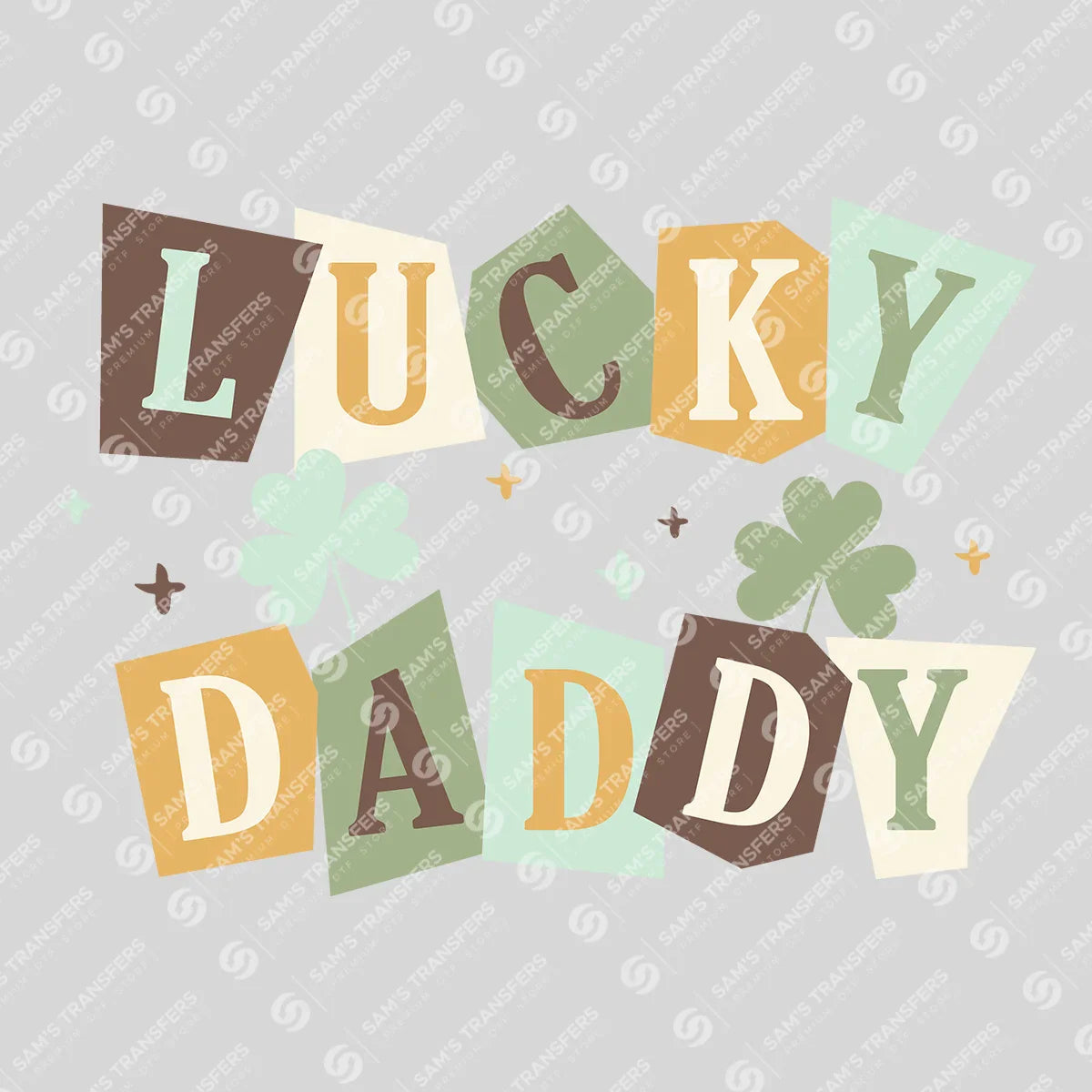 Apparel featuring a Lucky Daddy Boho-themed DTF transfer.