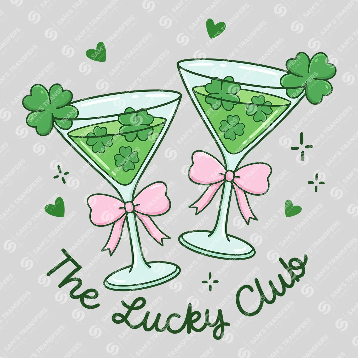 Apparel featuring a The Lucky Club Martini-themed DTF transfer.