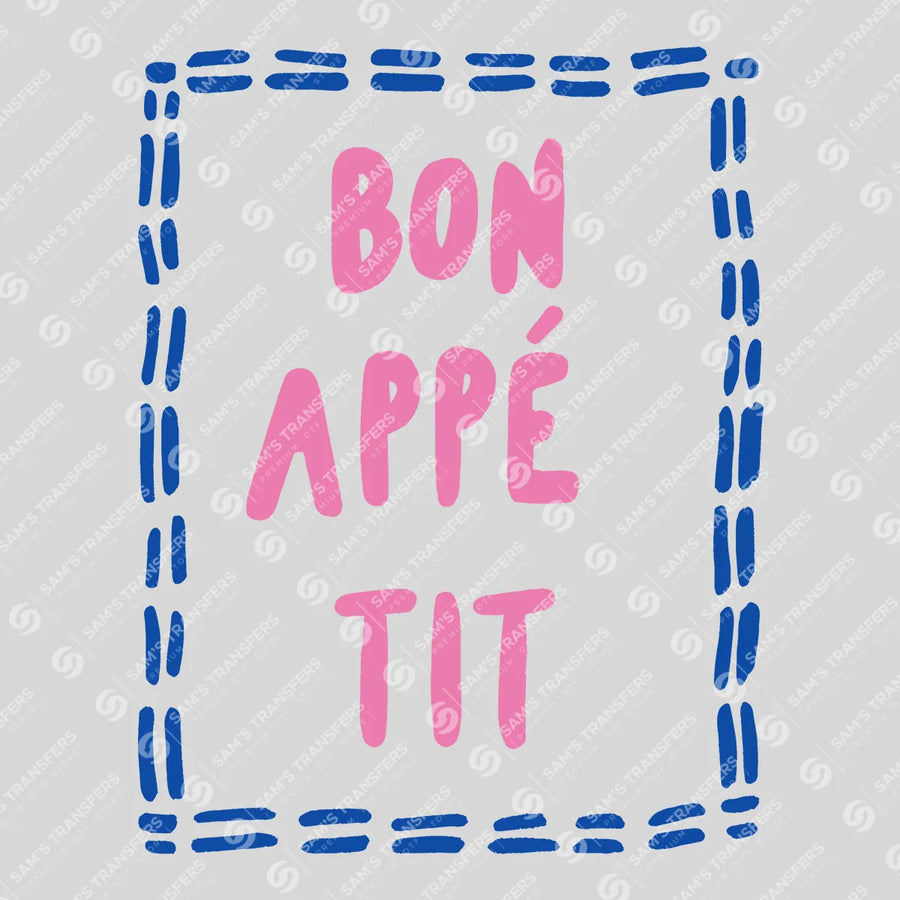 Bon Appetit Stitched Frame Ready-to-Press DTF Transfer | SAT02130