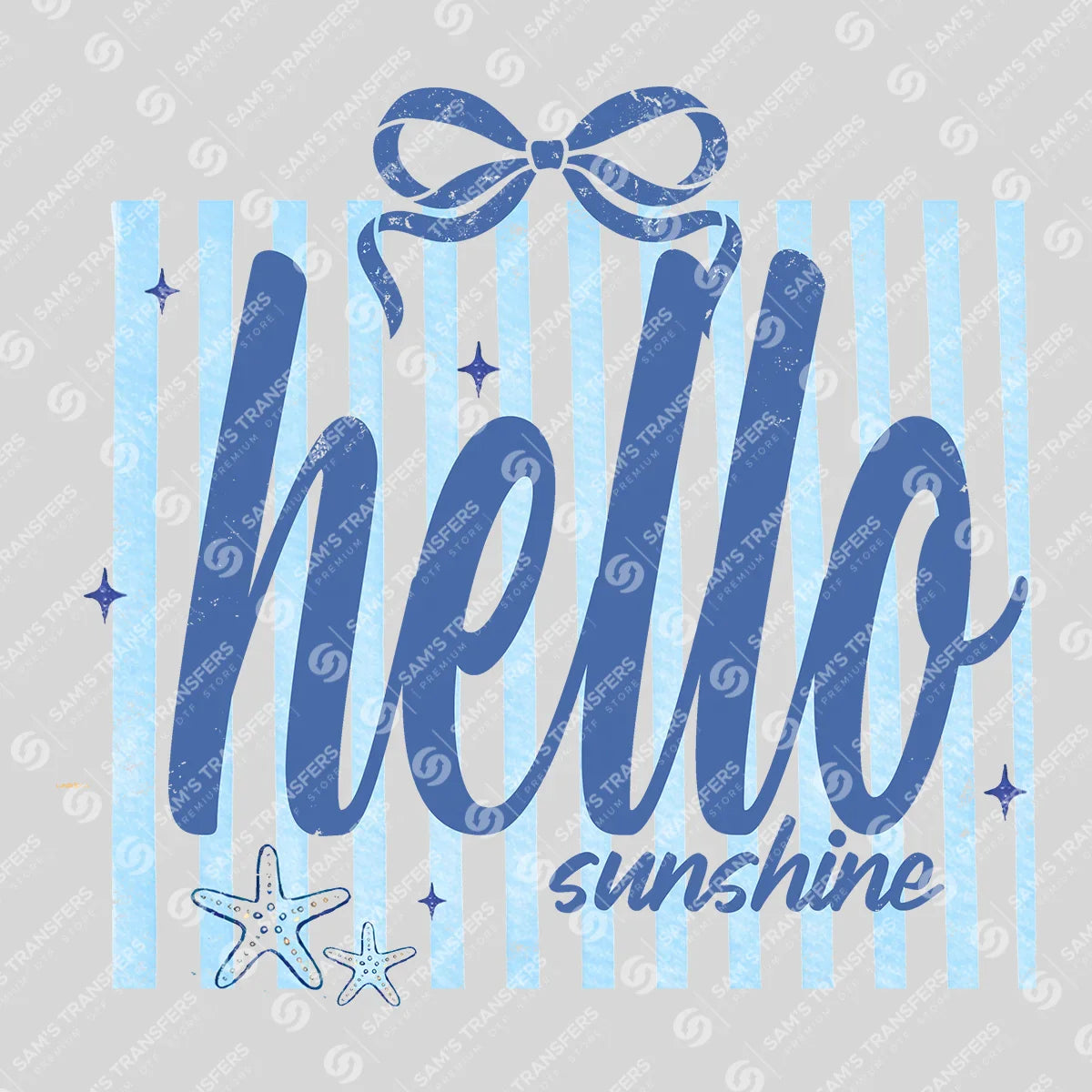 Apparel featuring a Hello Sunshine Striped Bow-themed DTF transfer.