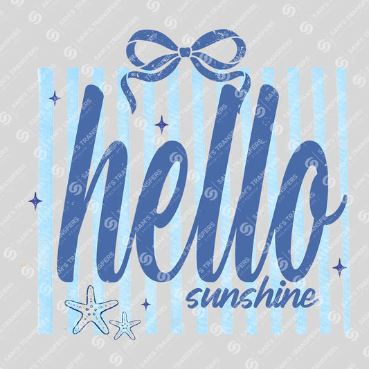 Apparel featuring a Hello Sunshine Striped Bow-themed DTF transfer.