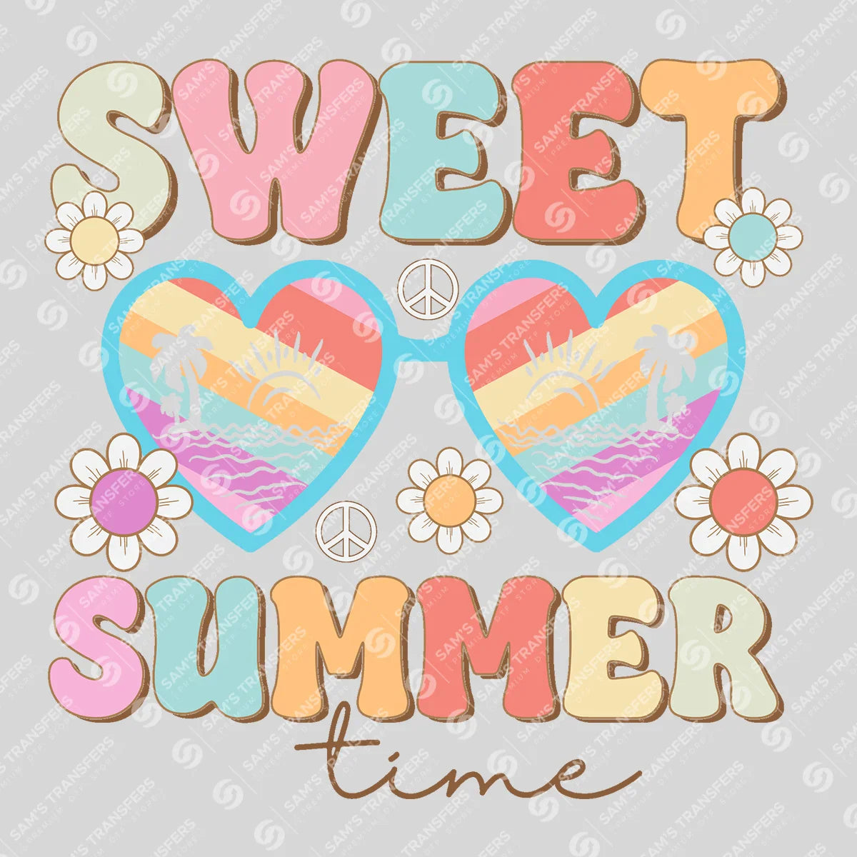 Apparel featuring a Sweet Summer Time Retro-themed DTF transfer.
