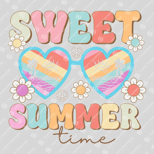 Apparel featuring a Sweet Summer Time Retro-themed DTF transfer.