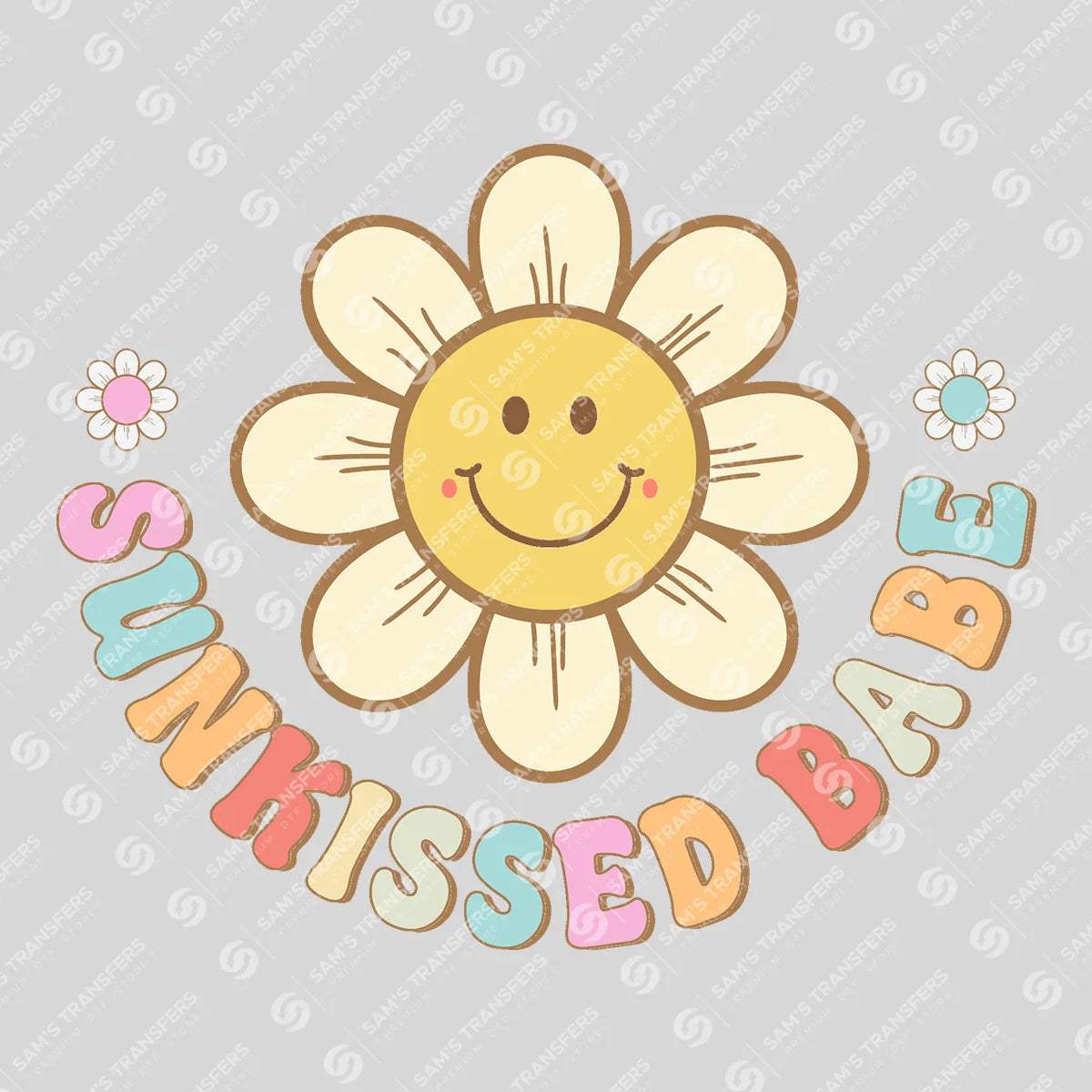 Apparel featuring a Sunkissed Babe Daisy-themed DTF transfer.