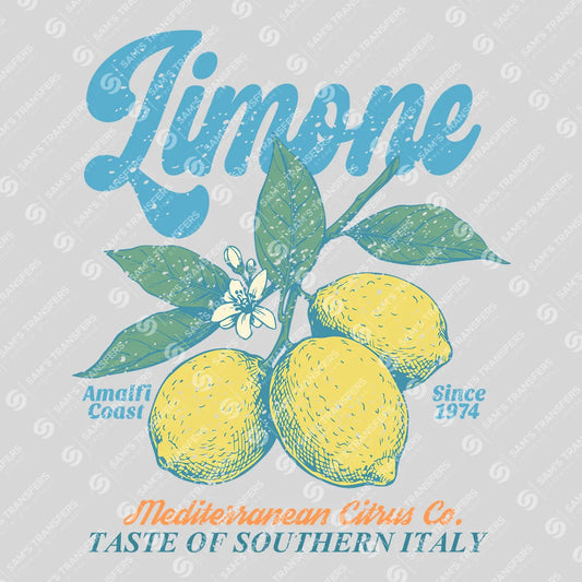 Apparel featuring a Limone Amalfi Coast Lemons-themed DTF transfer.