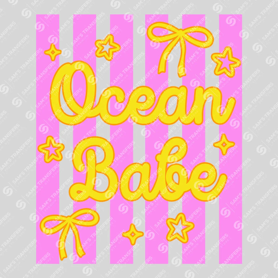 Ocean Babe Striped Bows Ready-to-Press DTF Transfer | SAT02183
