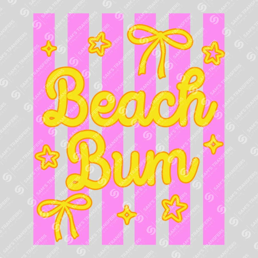Beach Bum Striped Bows Ready-to-Press DTF Transfer | SAT02184