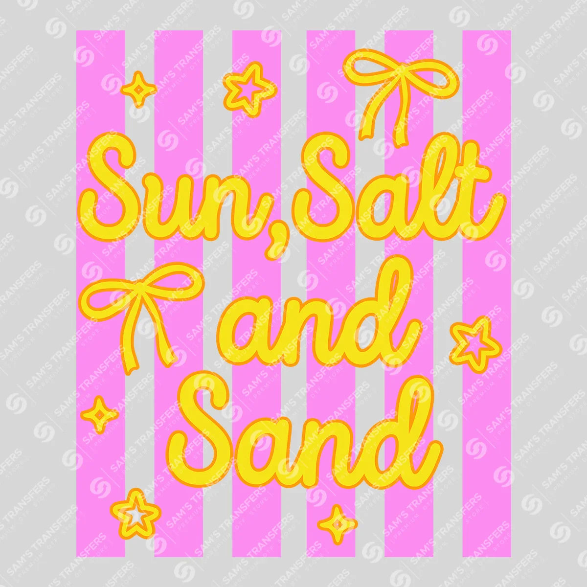 Apparel featuring a Sun Salt And Sand Striped-themed DTF transfer.