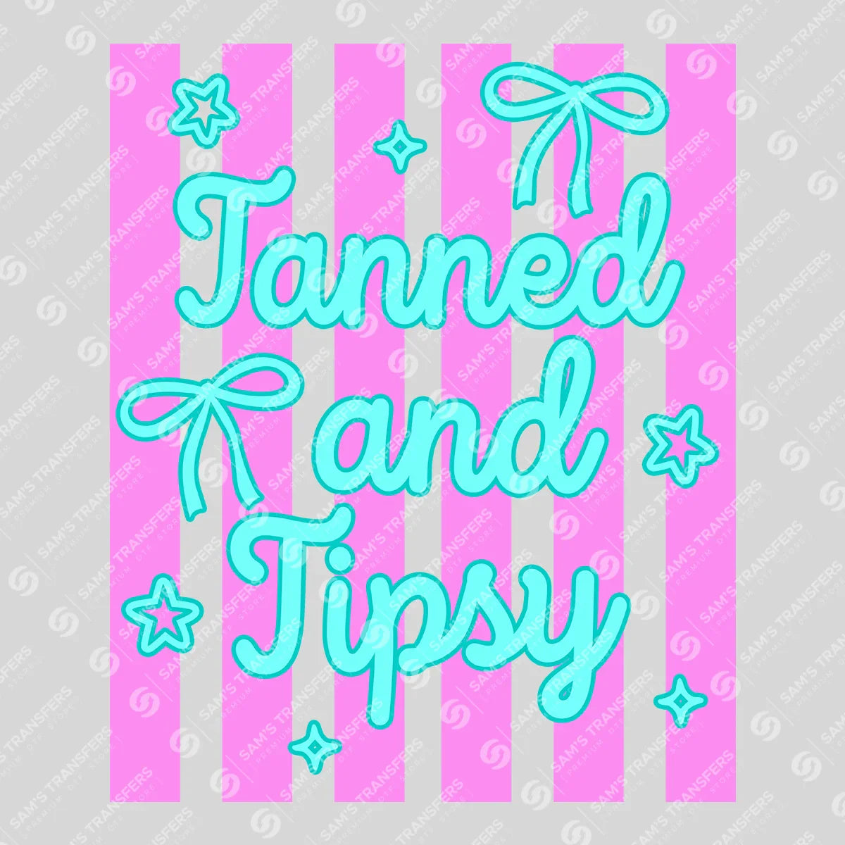 Apparel featuring a Tanned And Tipsy Striped-themed DTF transfer.