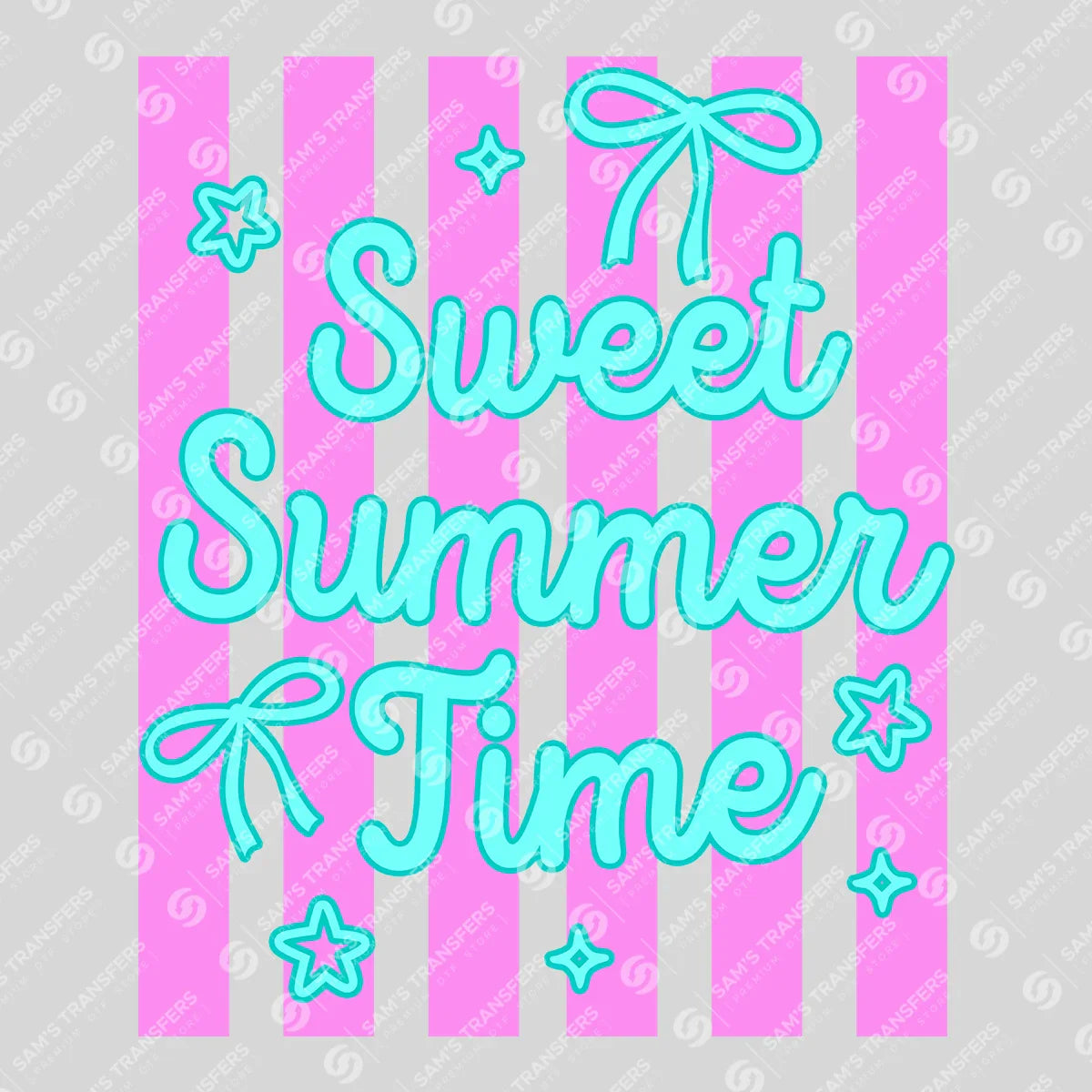 Apparel featuring a Sweet Summer Time Striped-themed DTF transfer.