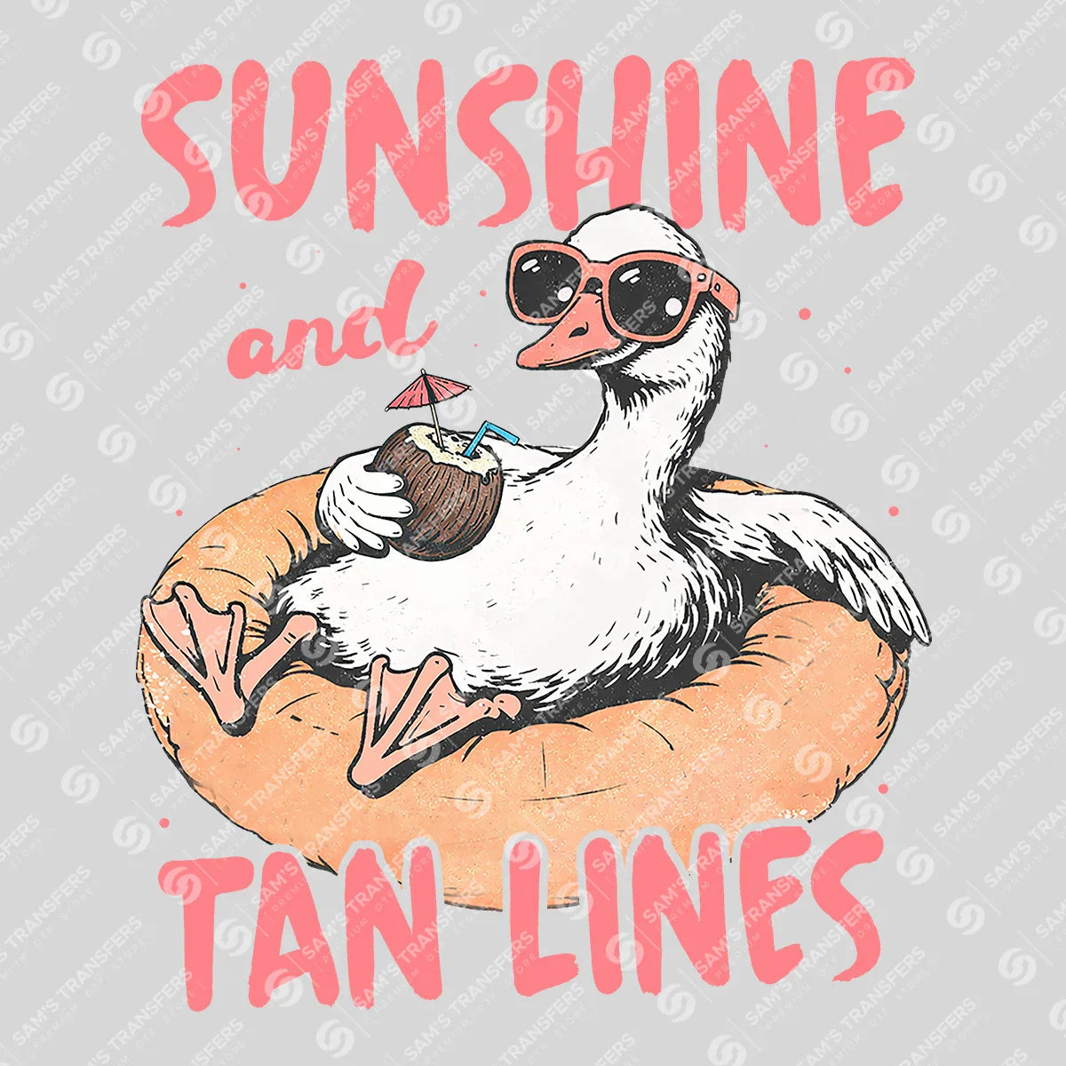 Apparel featuring a Sunshine And Tan Lines Goose-themed DTF transfer.