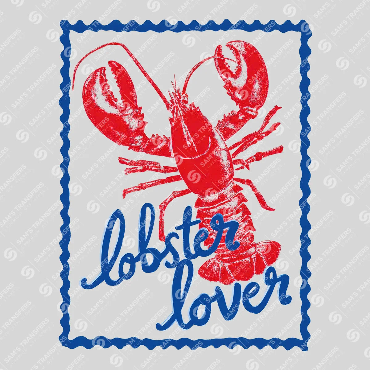Apparel featuring a Lobster Lover Stamp-themed DTF transfer.
