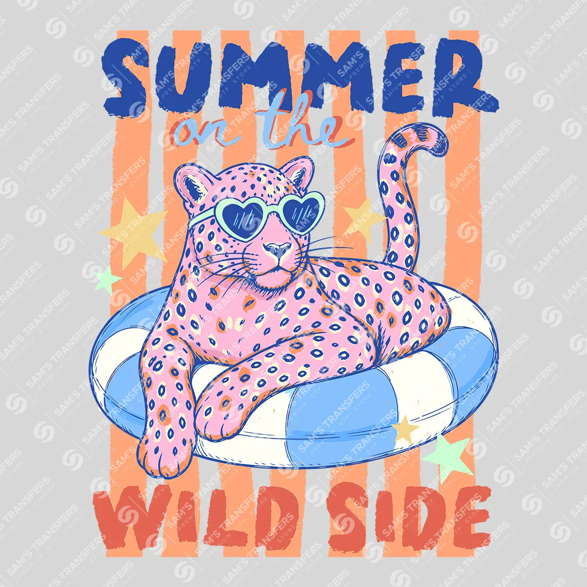 Apparel featuring a Summer On The Wild Side Leopard-themed DTF transfer.