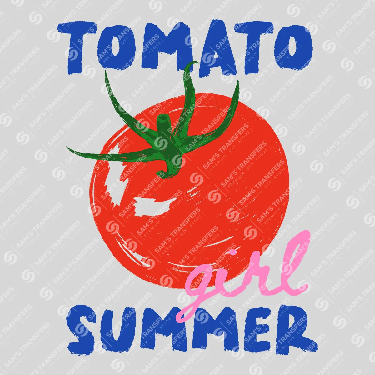 Apparel featuring a Tomato Girl Summer-themed DTF transfer.