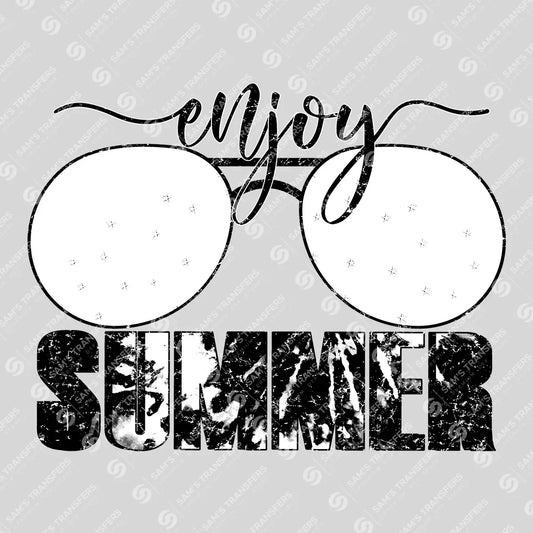 Apparel featuring a Enjoy Summer Sunglasses Distressed-themed DTF transfer.