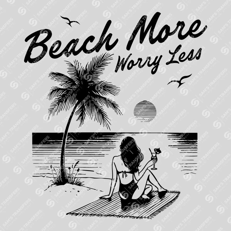 Beach More Worry Less Vintage Ready-to-Press DTF Transfer | SAT02299