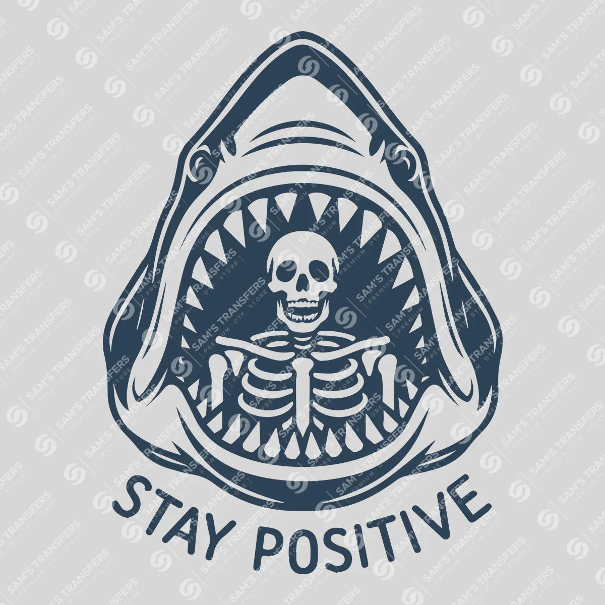 Apparel featuring a Stay Positive-themed DTF transfer.