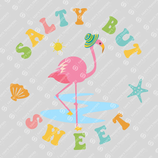 Apparel featuring a Salty but Sweet-themed DTF transfer.