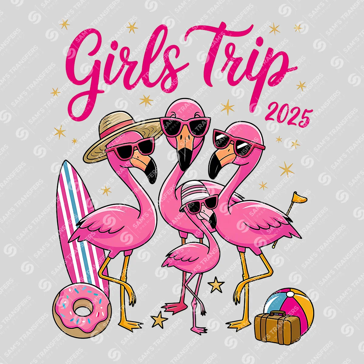 Apparel featuring a Girls Trip 2025-themed DTF transfer.