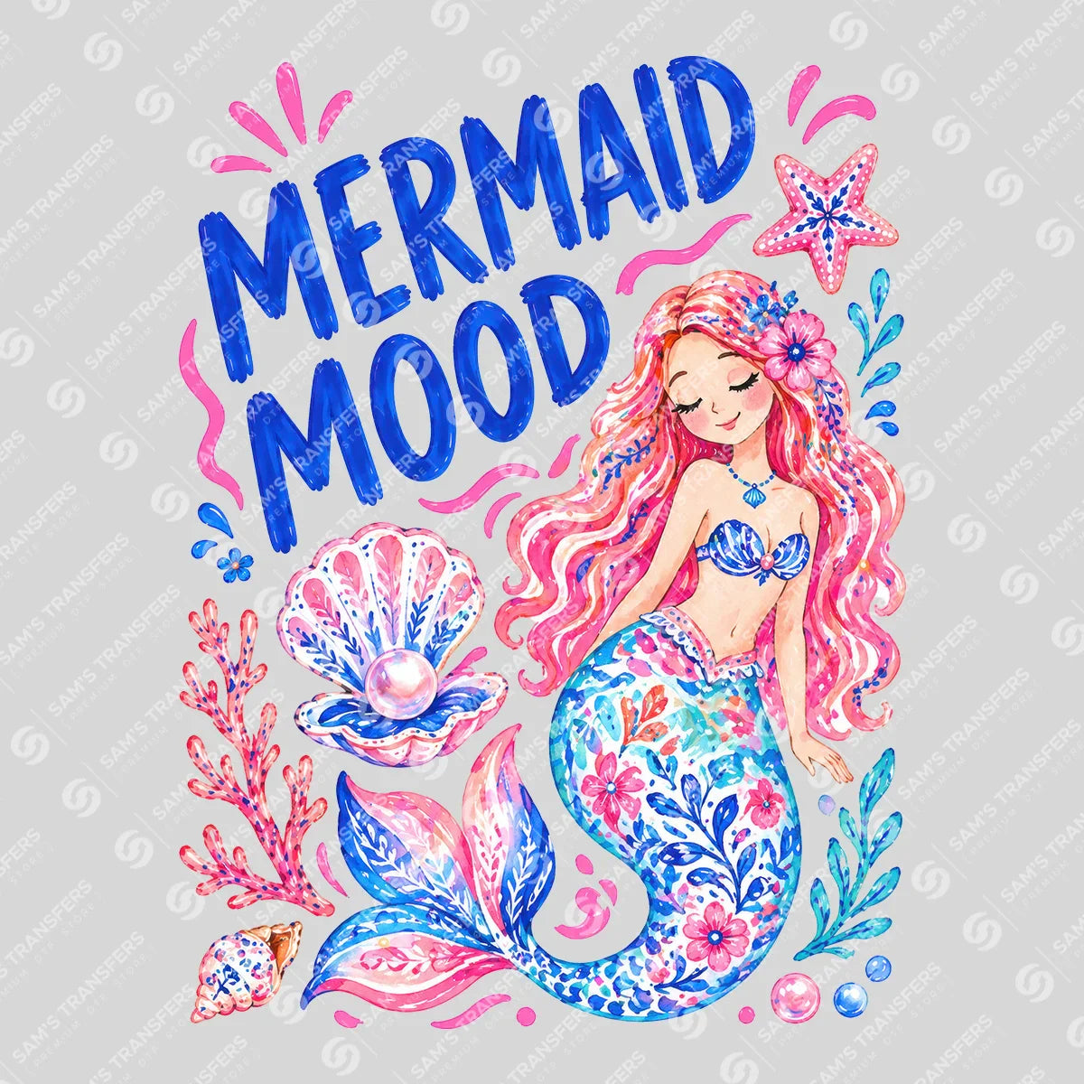 Apparel featuring a Mermaid Mood-themed DTF transfer.