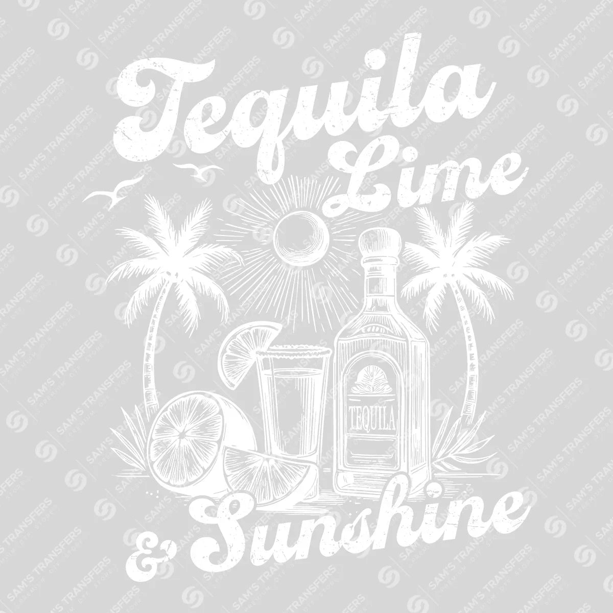 Apparel featuring a Tequila Lime & Sunshine-themed DTF transfer.