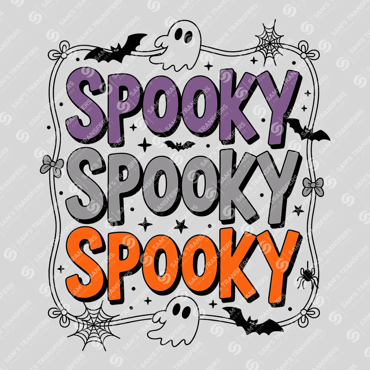 Apparel featuring a Spooky-themed DTF transfer.