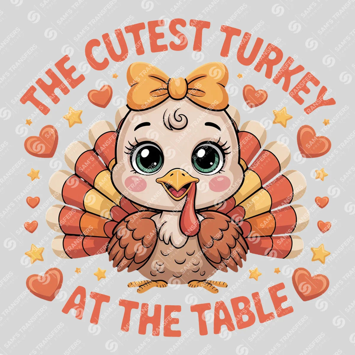 Apparel featuring a The Cutest Turkey at the Table-themed DTF transfer.