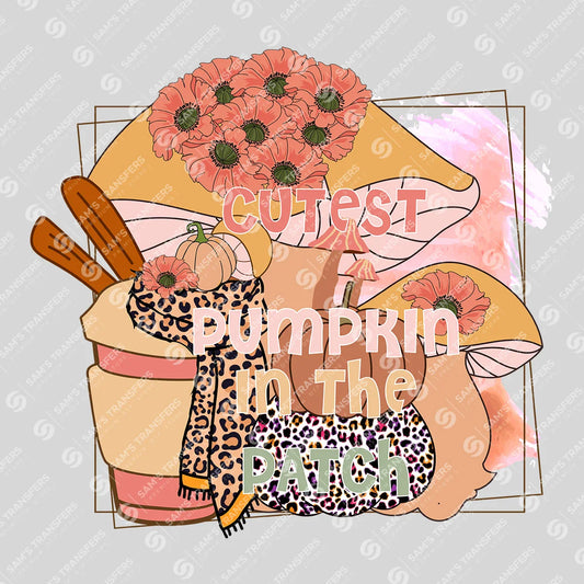 Apparel featuring a Cutest Pumpkin in the Patch-themed DTF transfer.