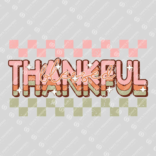 Apparel featuring a Thankful Blessed-themed DTF transfer.