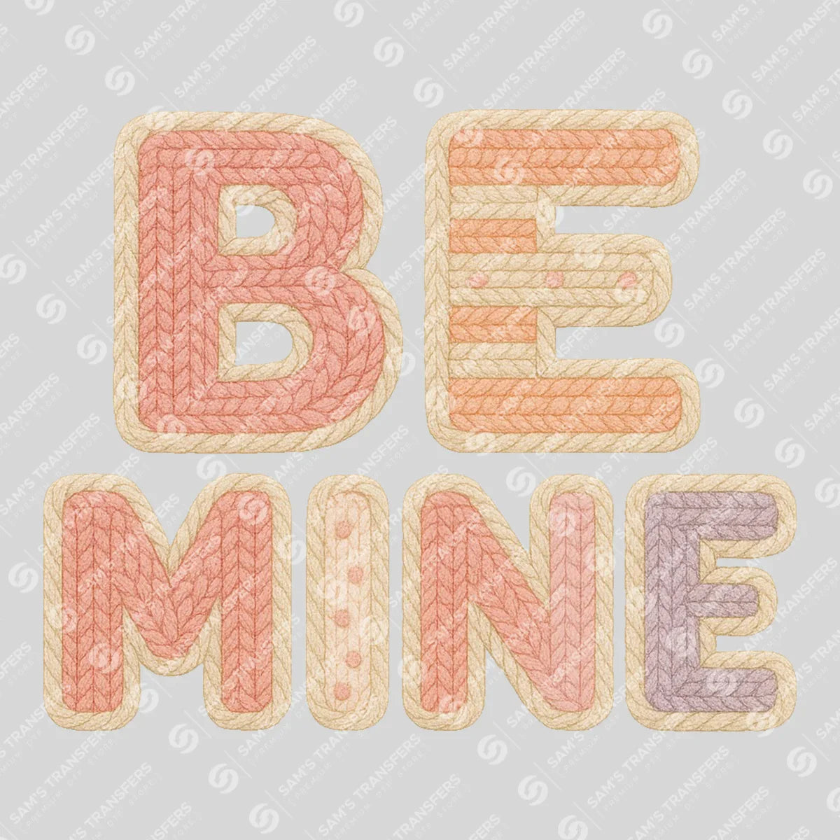 Apparel featuring a Be Mine-themed DTF transfer.