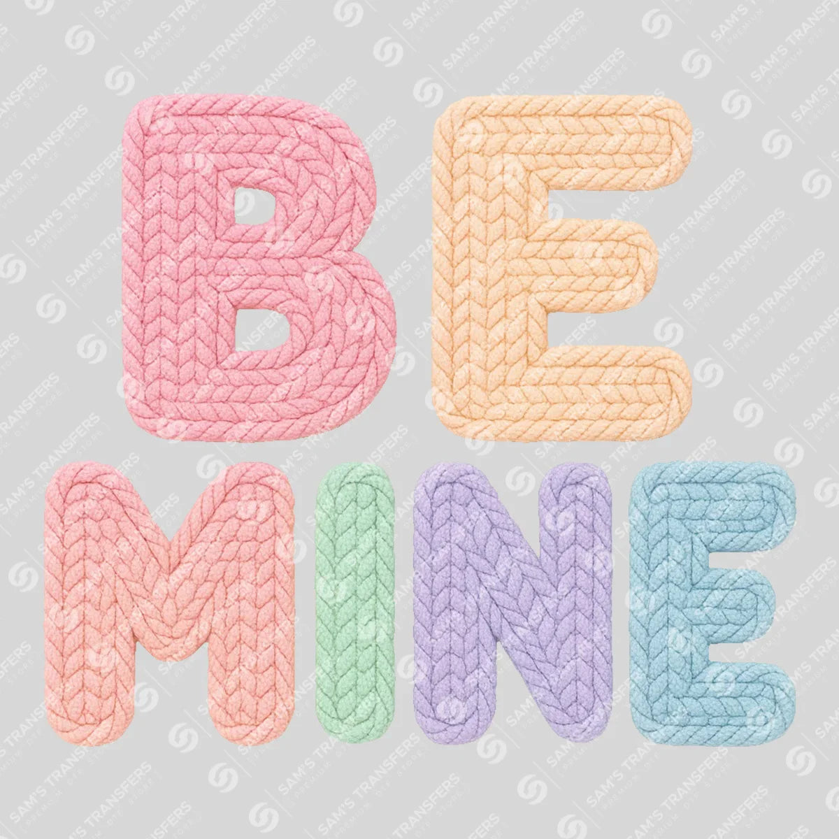 Apparel featuring a Be Mine-themed DTF transfer.
