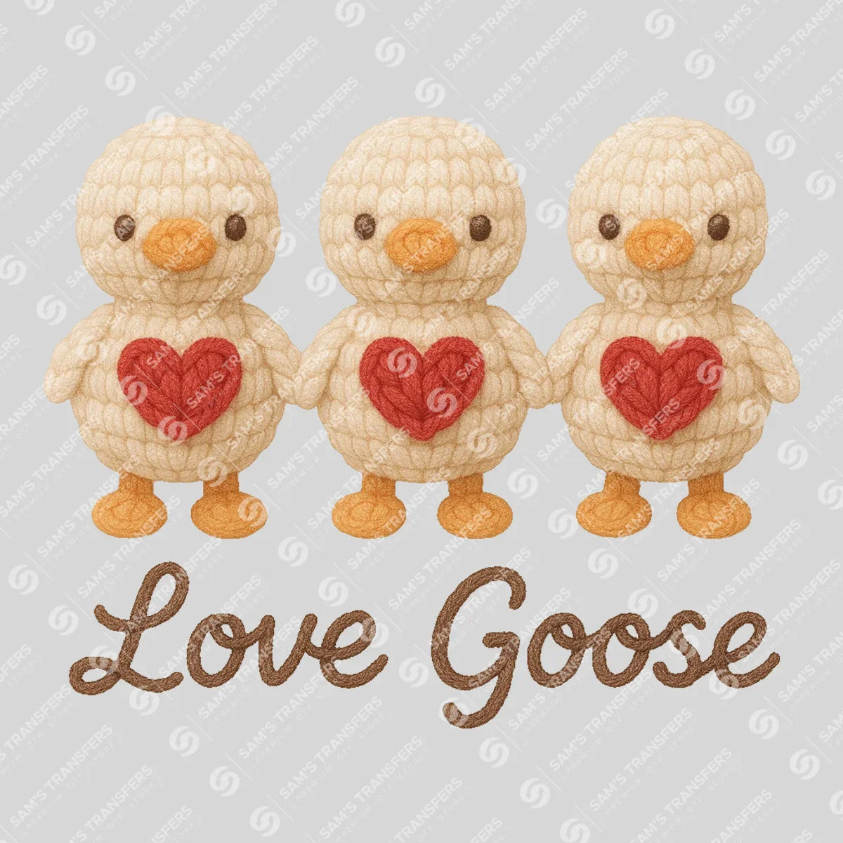 Apparel featuring a Love Goose-themed DTF transfer.