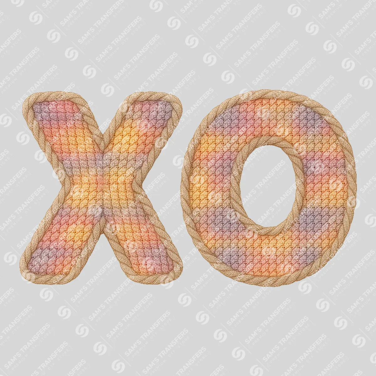 Apparel featuring a XO-themed DTF transfer.