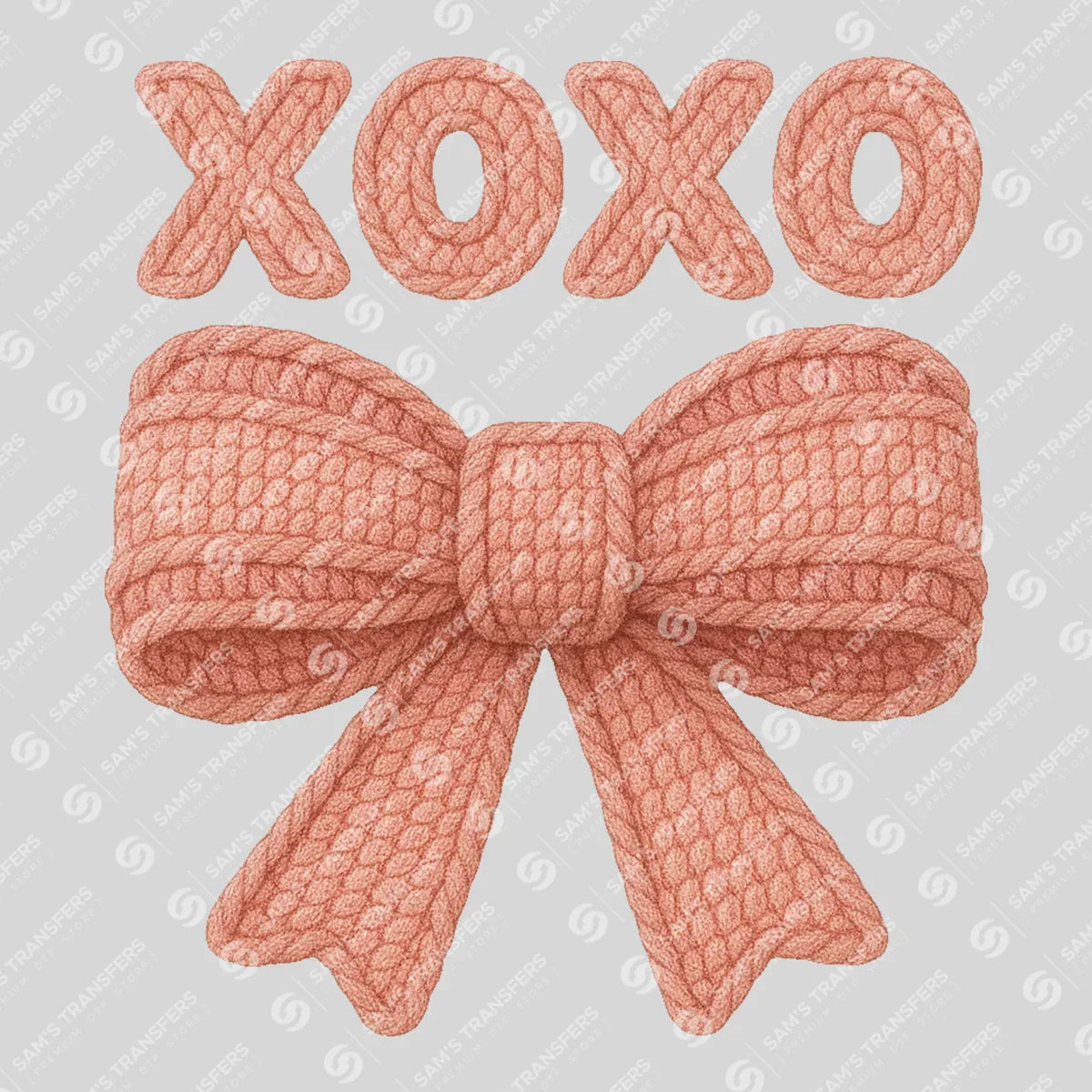 Apparel featuring a Xoxo Bow-themed DTF transfer.