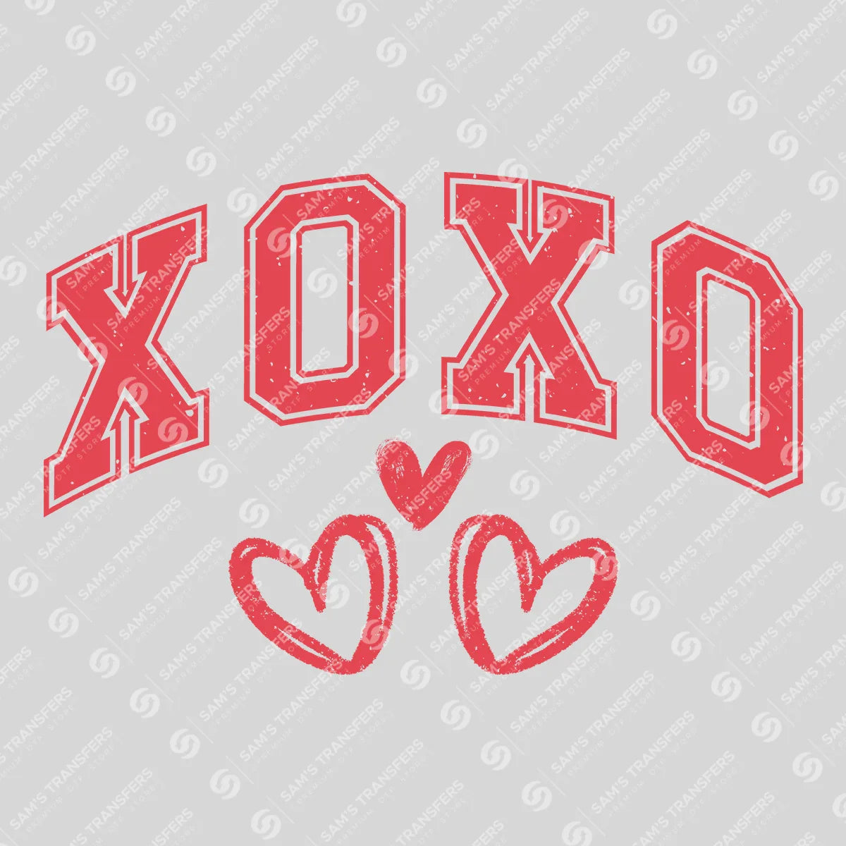 Apparel featuring a Xoxo-themed DTF transfer.