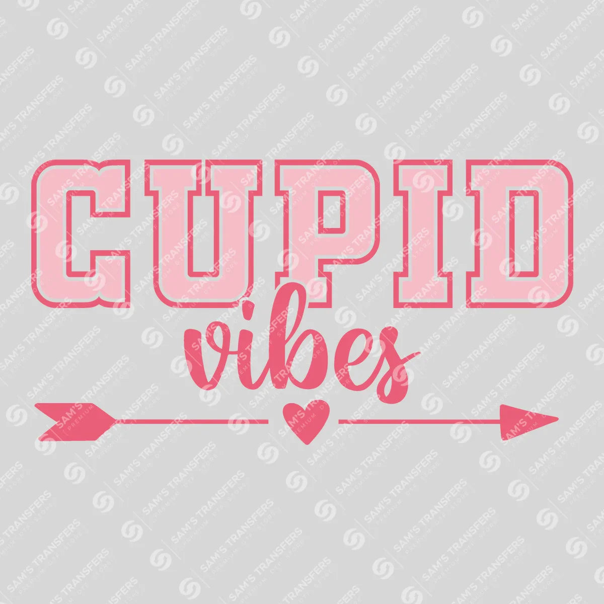 Apparel featuring a Cupid Vibes-themed DTF transfer.