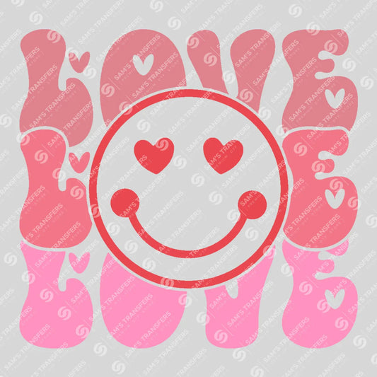 Apparel featuring a Happy Valentine's Day-themed DTF transfer.
