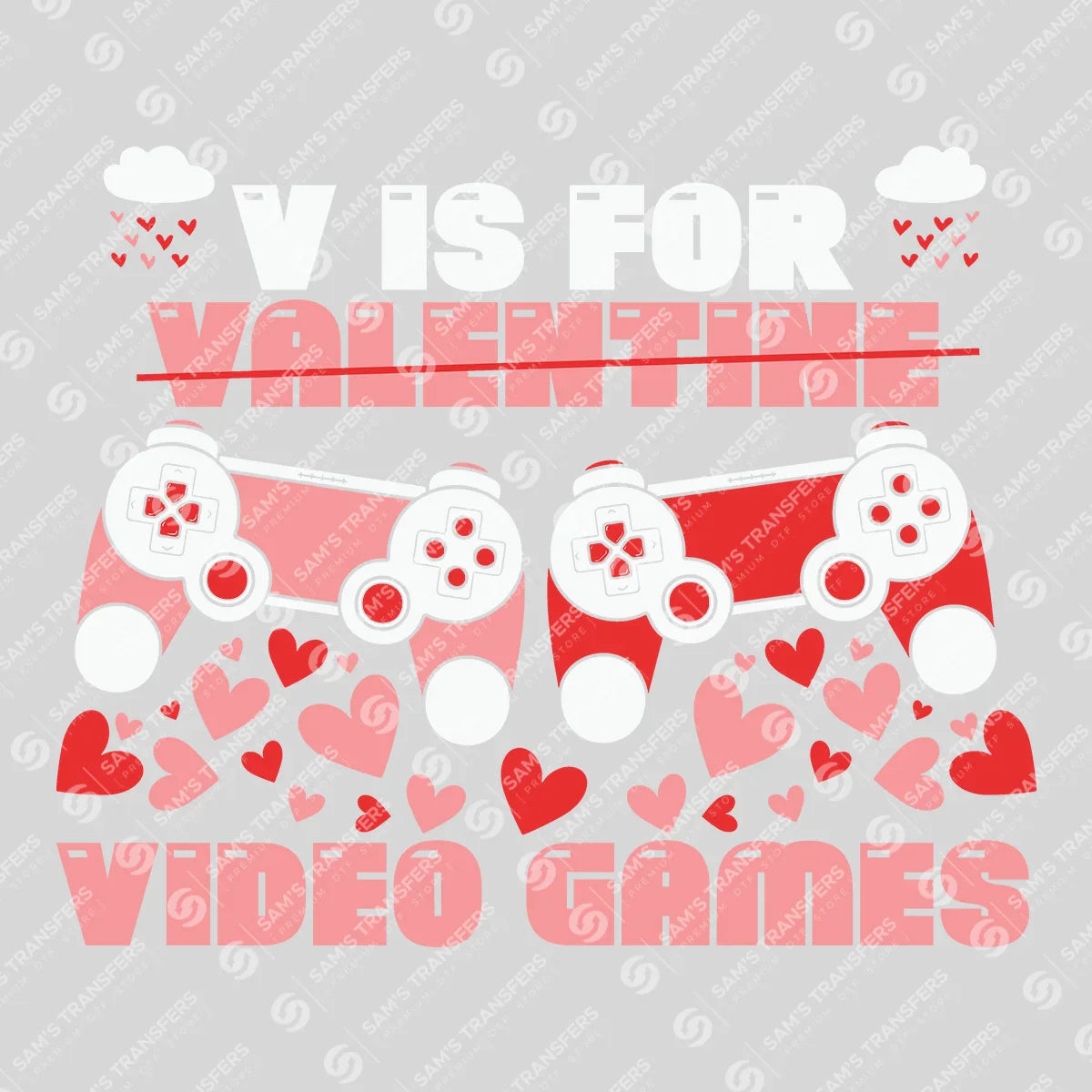 Apparel featuring a V Is For Video Games-themed DTF transfer.