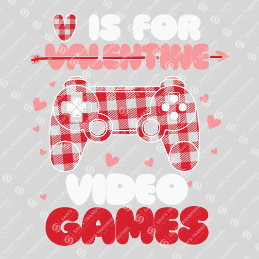 Apparel featuring a V Is For Video Games-themed DTF transfer.