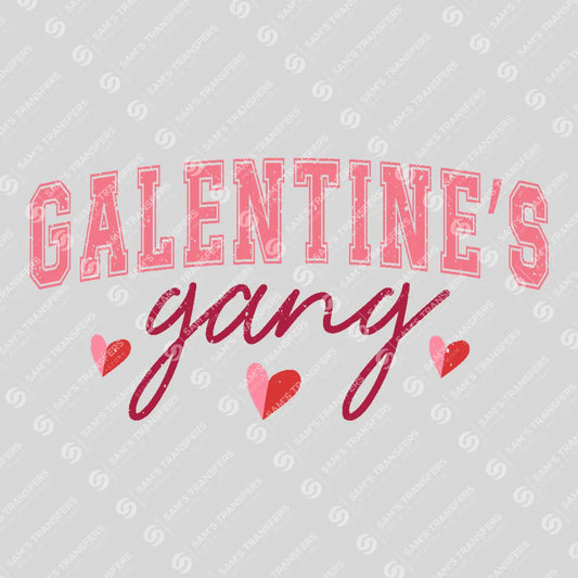 Apparel featuring a Galentine's Gang-themed DTF transfer.