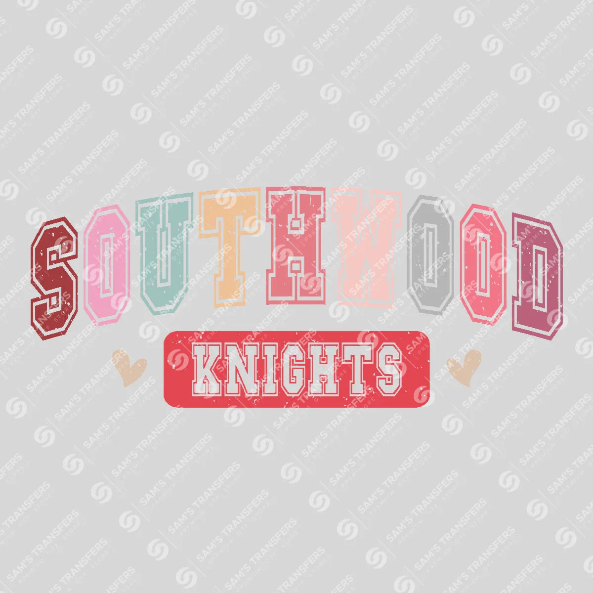 Apparel featuring a Southwood Knights-themed DTF transfer.