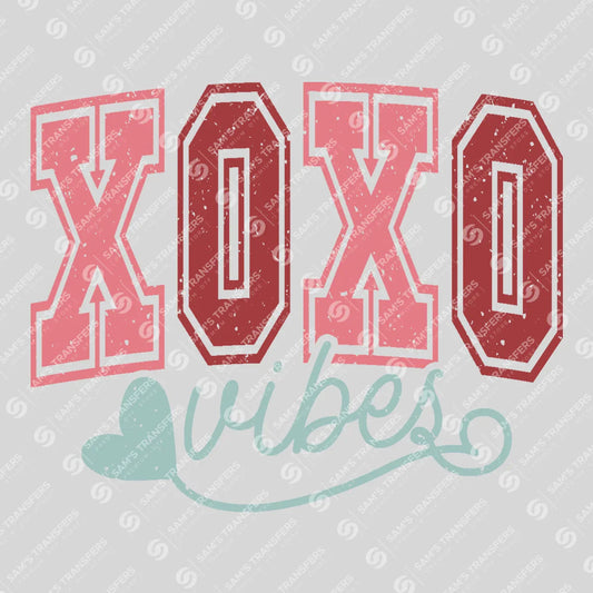 Apparel featuring a Xoxo Vibes-themed DTF transfer.