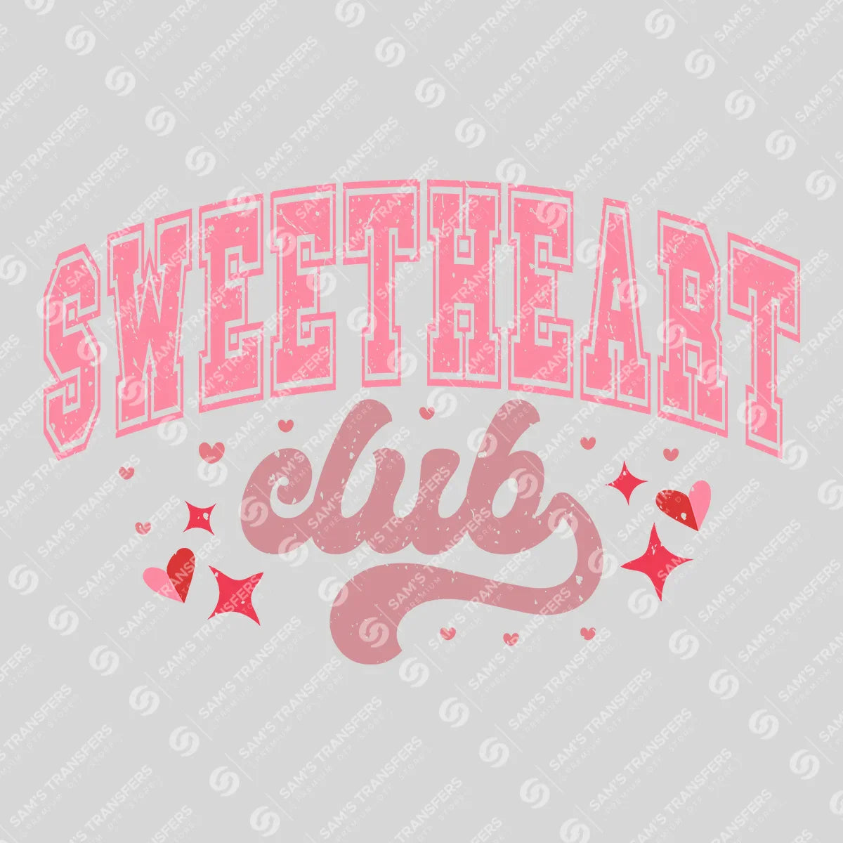 Apparel featuring a Sweetheart Club-themed DTF transfer.
