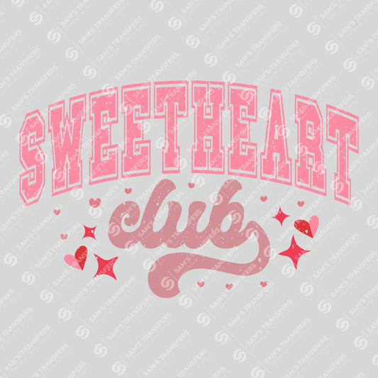 Apparel featuring a Sweetheart Club-themed DTF transfer.