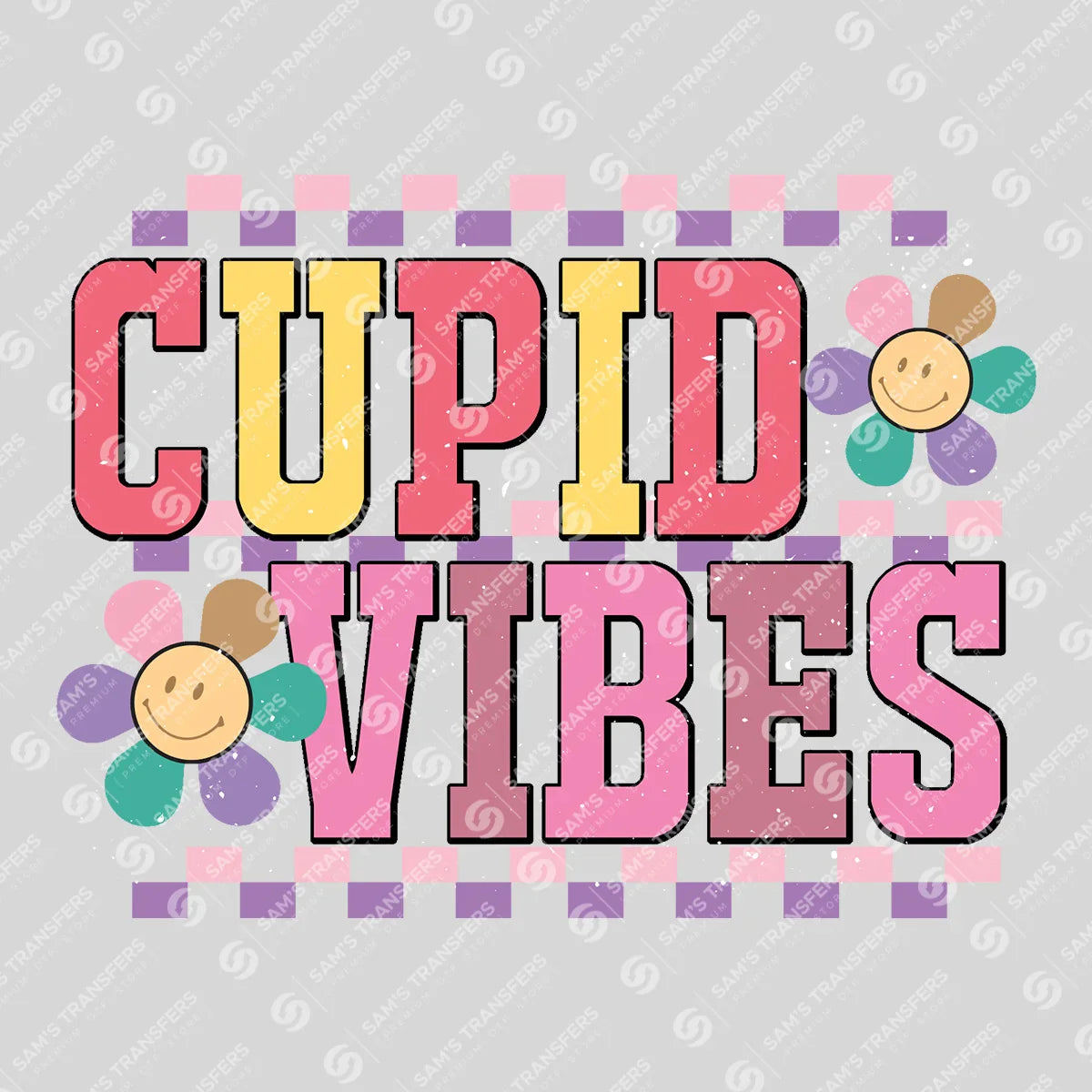 Apparel featuring a Cupid Vibes-themed DTF transfer.