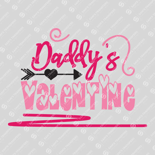 Apparel featuring a Daddy's Valentine-themed DTF transfer.